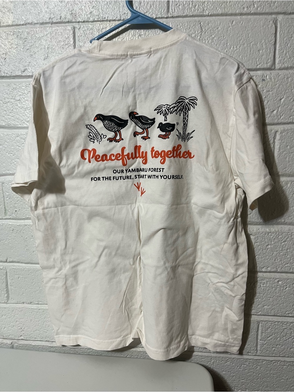 Okinawa Island Original 100% Cotton Bird T-Shirt Peacefully Together Graphic Tee